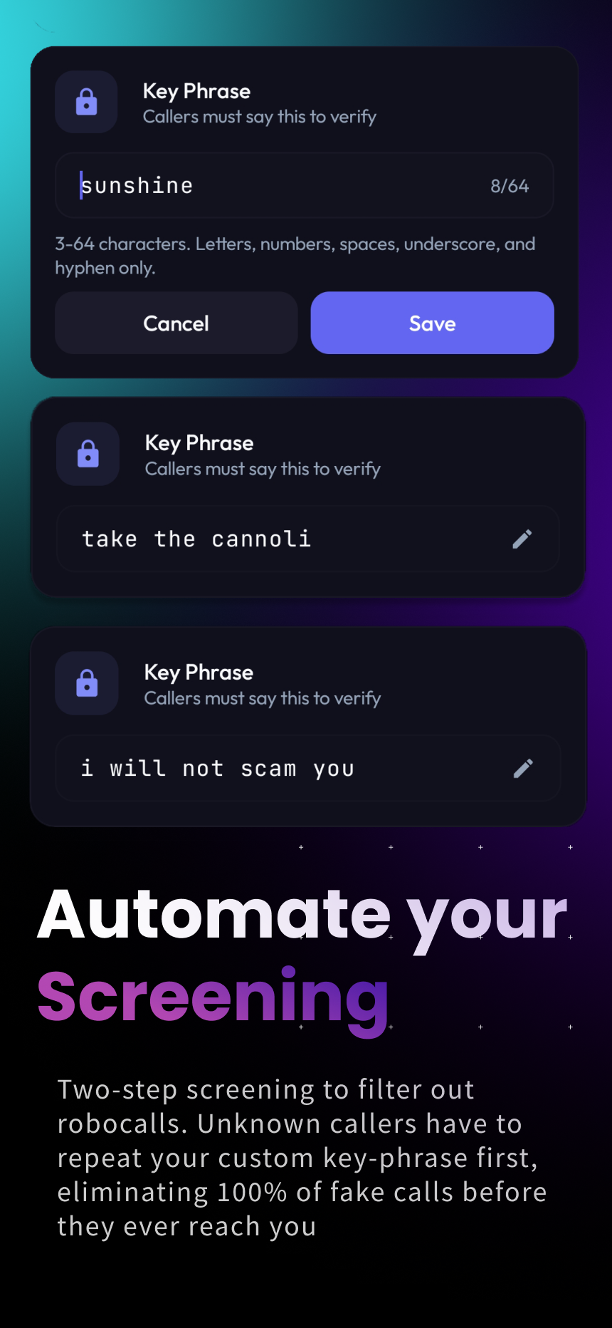 VoxGuard key phrase editor in Settings